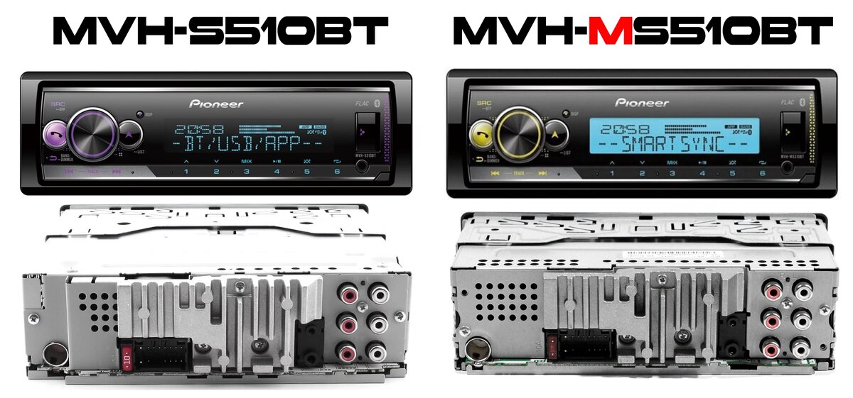 Внешний вид MVH-S510BT и MVH-MS510BT