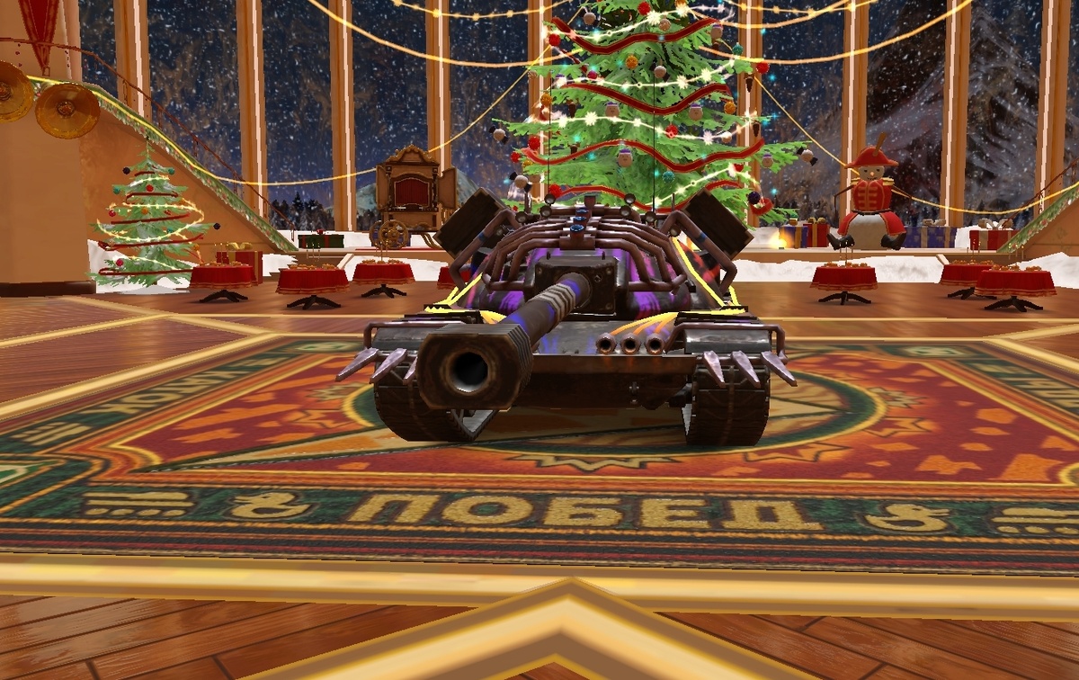 В легендарном камуфляже. Приобрёл его ещё во время первого появления пт в игре.