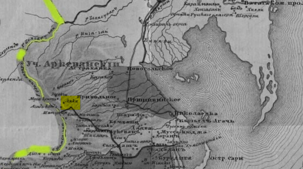 Этнографическая карта Ленкоранского уезда Шемахинской губернии», 1855 г.