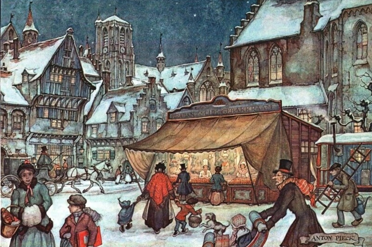 Антон Пик "Городские сцены. Зимняя площадь", источник jigidi.com