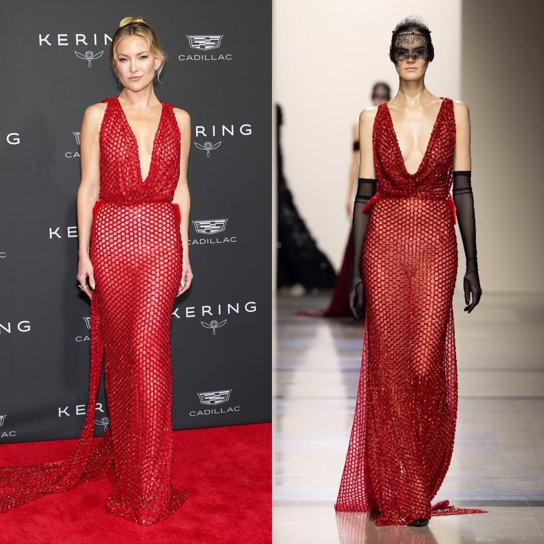  огненно-красное платье от Georges Chakra Couture и украшения от Le Vian