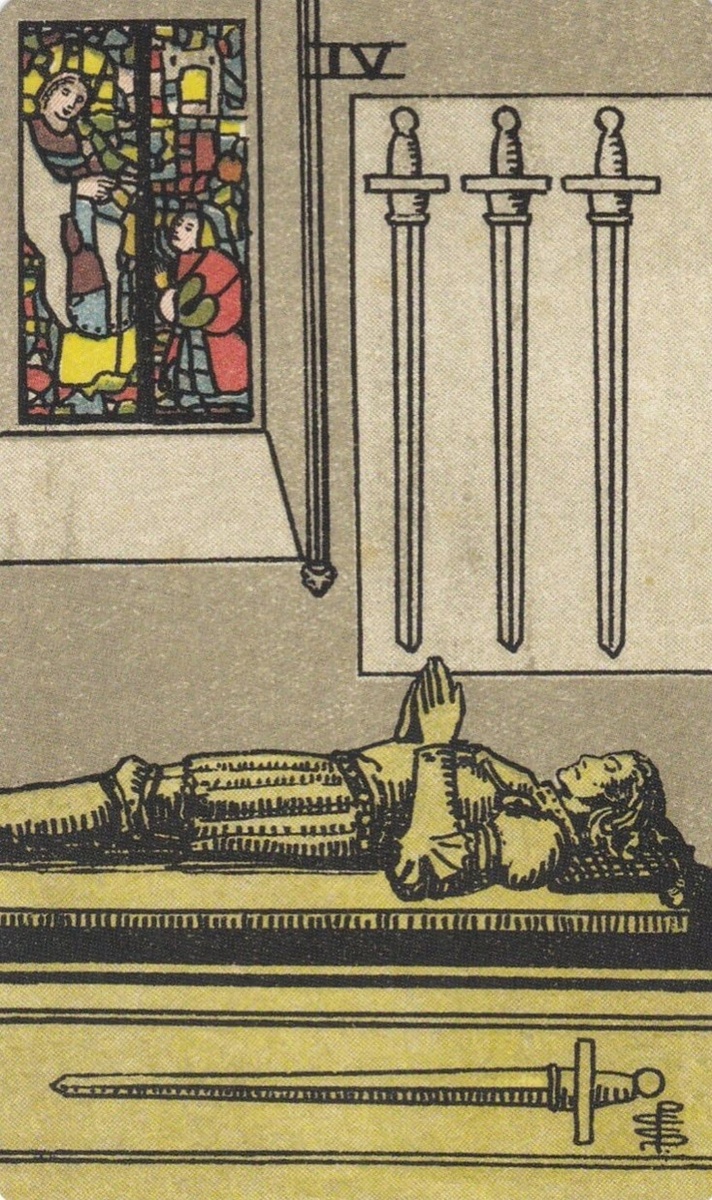 Четвёрка Мечей Таро Райдера - Уэйта