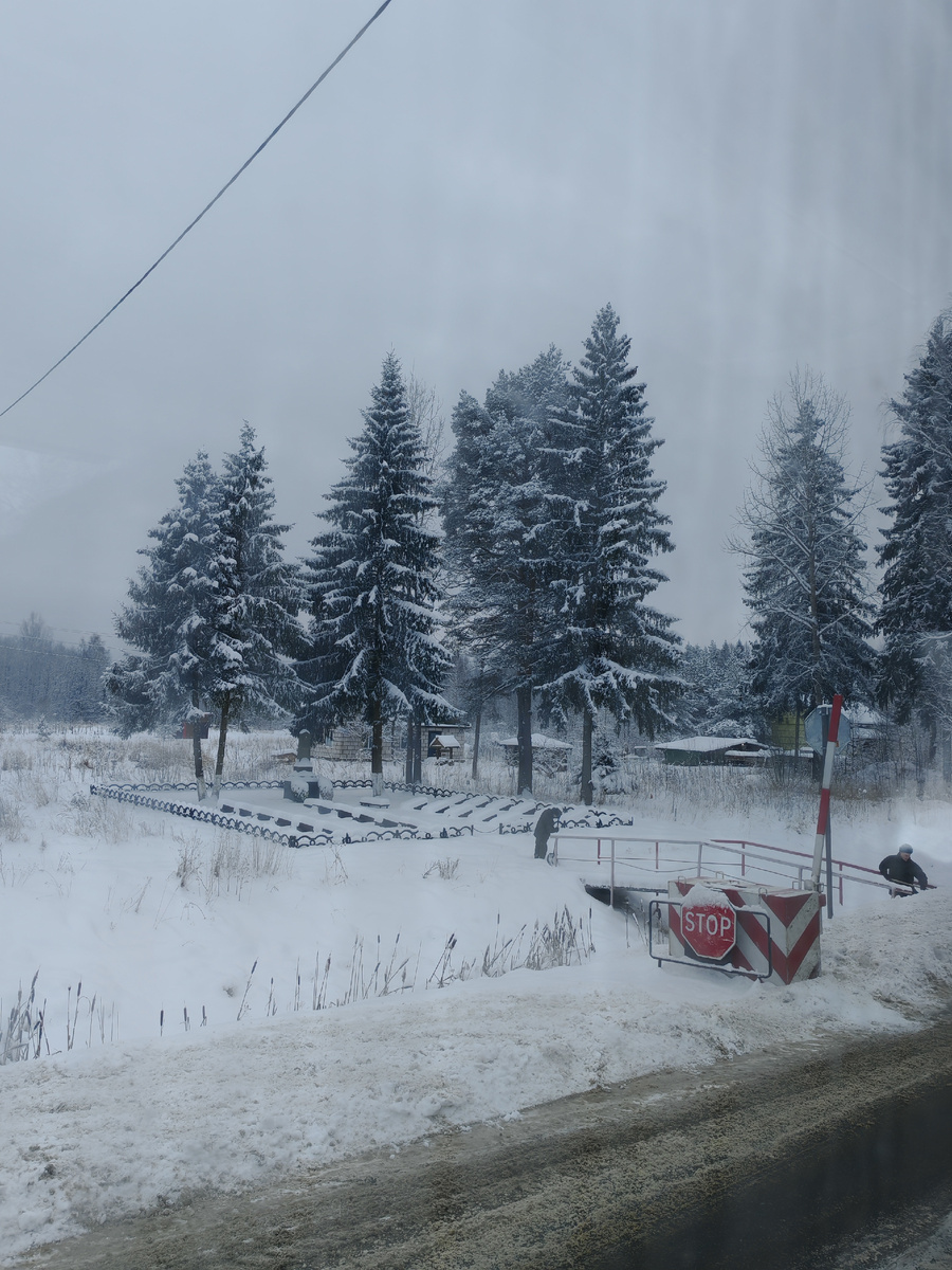 Пограничный пункт. Фото из окна автобуса