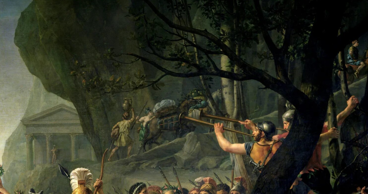 Жак-Луи Давид. "Царь Леонид в Фермопилах", фрагмент картины. 