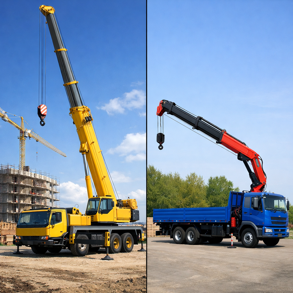 Кран-манипулятор с телескопической стрелой и тросовой подвеской крюка очень похож на маленький автокран.