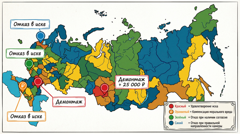    Региональная судебная практика демонстрирует различные подходы к разрешению споров о видеонаблюдении в подъездах по территории России