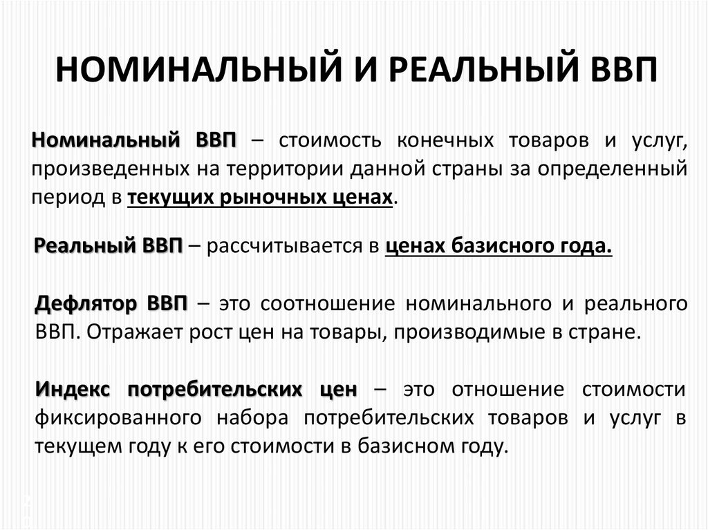 Несколько взятых с просторов интернета простых и довольно понятных слайдов о сути различных видов ВВП (валового внутреннего продукта) стран, которые будут упоминаться по ходу текста. 