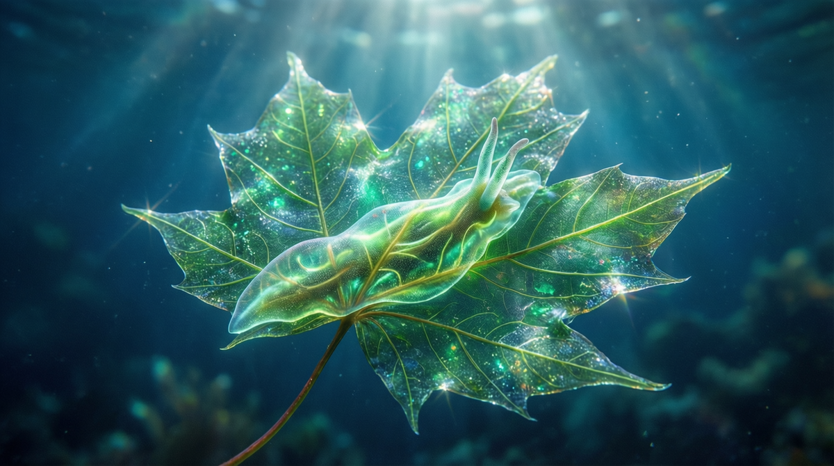 Морской слизень, способный на невероятное. Его зелёный цвет — не просто окраска, а ключ к выживанию.