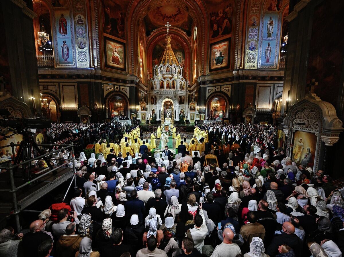    Патриаршее богослужение в храме Христа Спасителя в Москве в праздник Рождества Христова | © РИА Новости / Сергей Бобылев