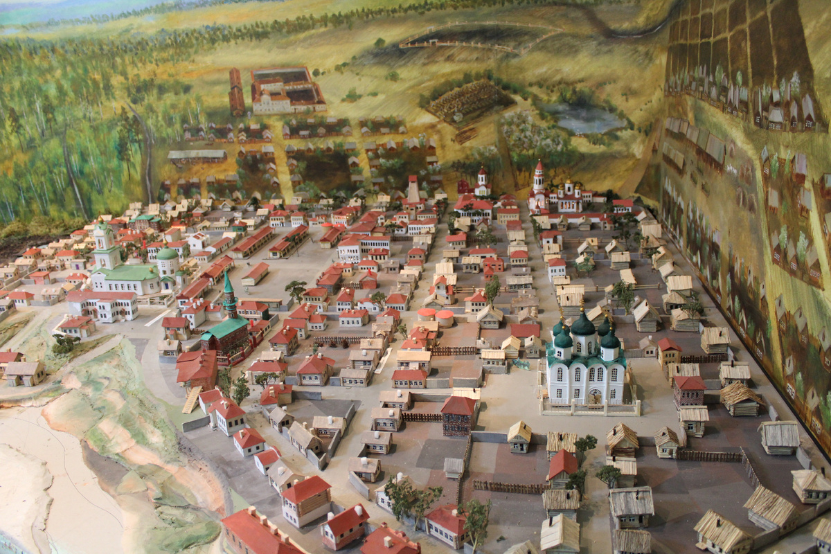 Музейный макет Мензелинска начала ХХ в. Из экспозиции Мензелинского краеведческого музея. Республика Татарстан.