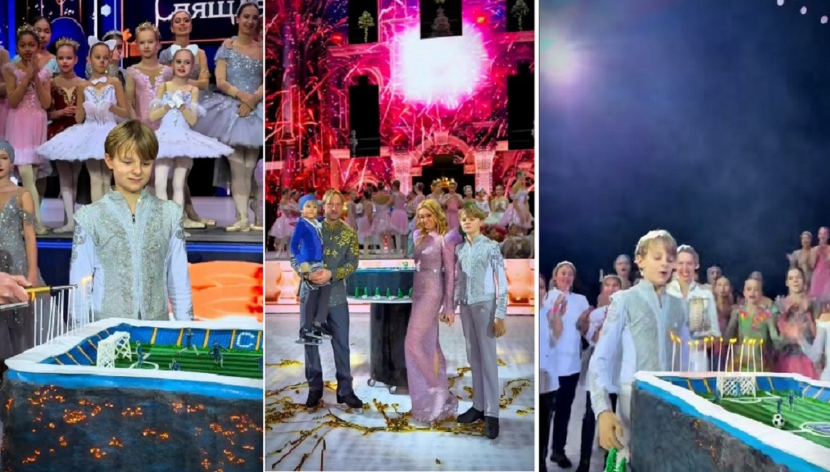      Коллаж «Новости Ру». Исх. фото — криншоты с видео из соцсетей Е. Плющенко Фотография взята из открытых источников.