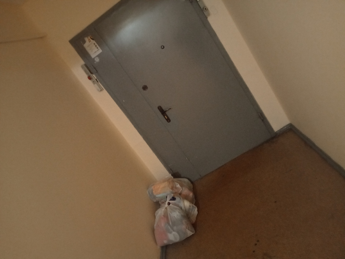 Бросил пакеты рядом с одной из общих дверей и звоню клиенту на телефон...