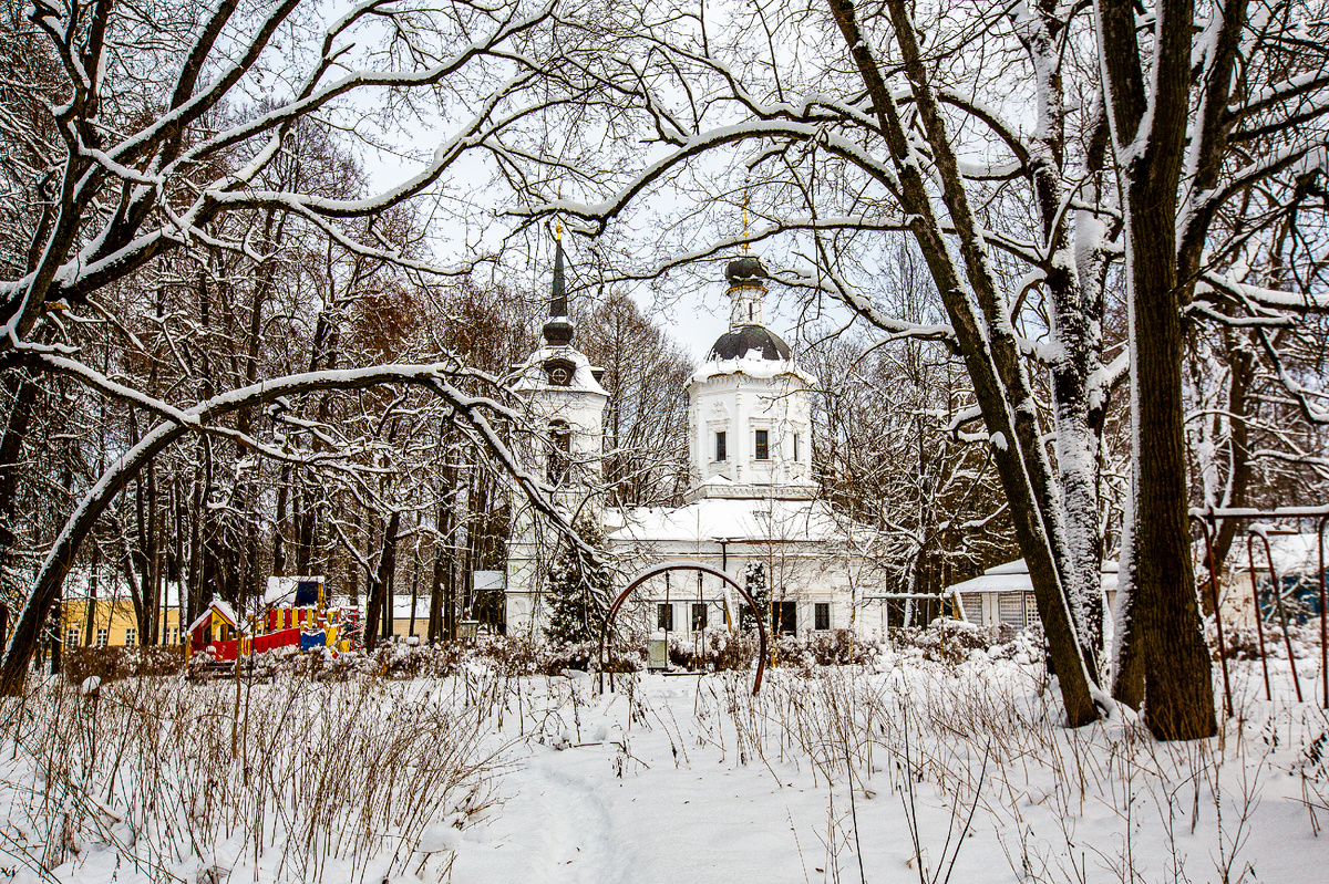 Церковь Рождества Пресвятой Богородицы в усадьбе Васькино. Васькино, муниципальный округ Чехов, Московская область. Фото автора статьи 