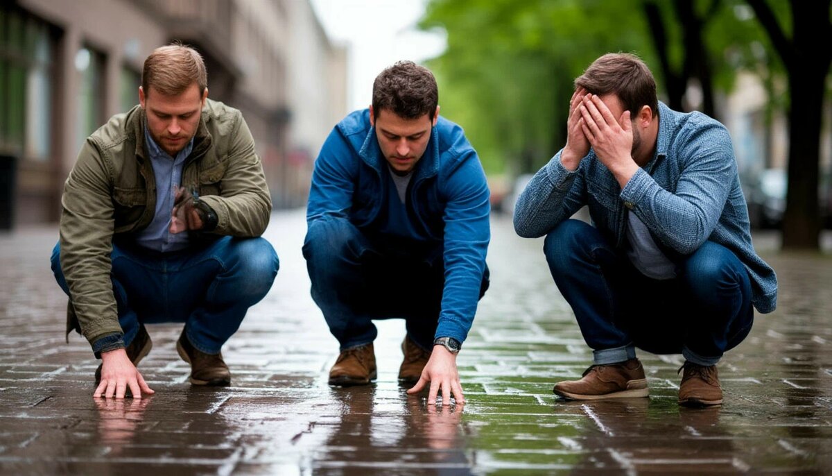 Пробуют. Наверное, боятся поскользнуться.