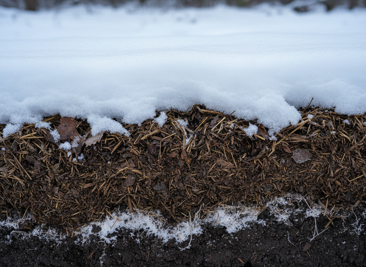 Только толстый слой мульчи будет работать. Влесу такой слой копится годами, в наших силах сделать это всего за один сезон.