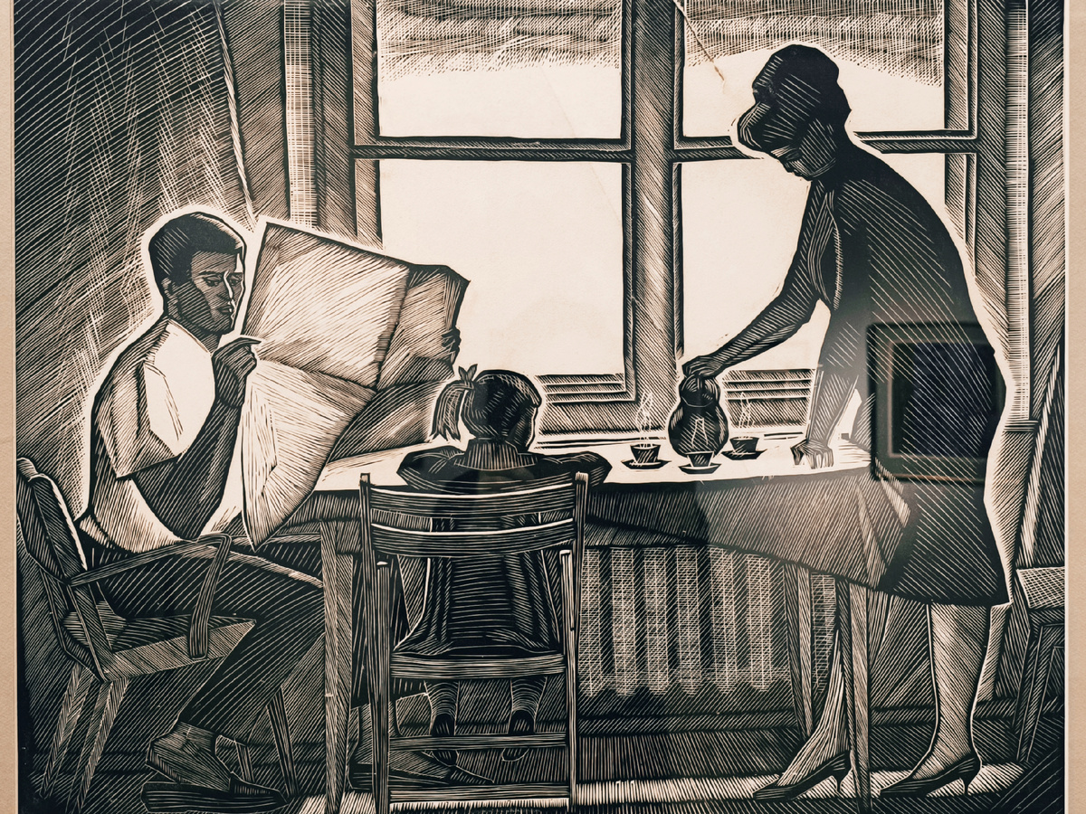 "Завтрак. Семья" Гурий Захаров (1962). Все фото автора статьи.