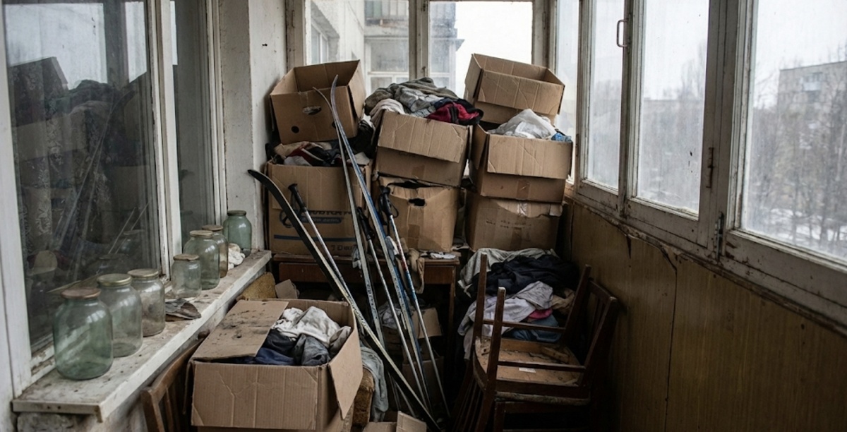 Балкон годами был местом ссылки для лыж, банок и сломанных стульев. Рассказываю, как система «5 коробок» помогла мне избавиться от хлама без жалости и сожалений.