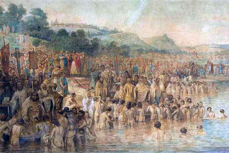 Крещение Руси. Василий Перов. 2-я пол. 1870-х - нач. 1880-х гг. Государственный музей истории религии, Санкт-Петербург