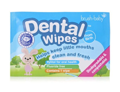 Салфетки с ксилитолом Brush-Baby DentalWipe обладают уникальной текстурой и нежно очищают десны младенца и его первые зубки.
