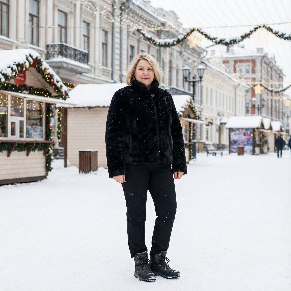 Зимняя улица. И Марина.