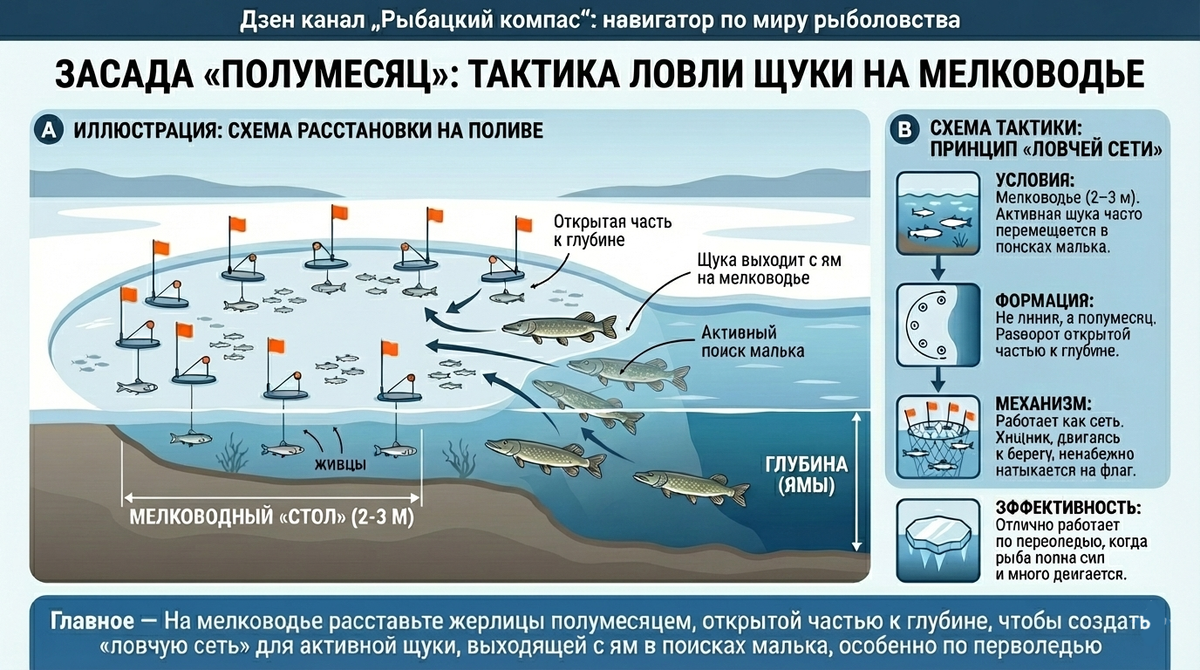 Засада «Полумесяц» на щуку