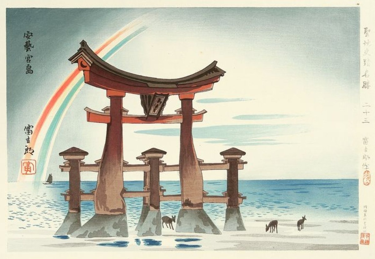    Японская гравюра с трехцветной радугой. Источник изображения: reddit.com