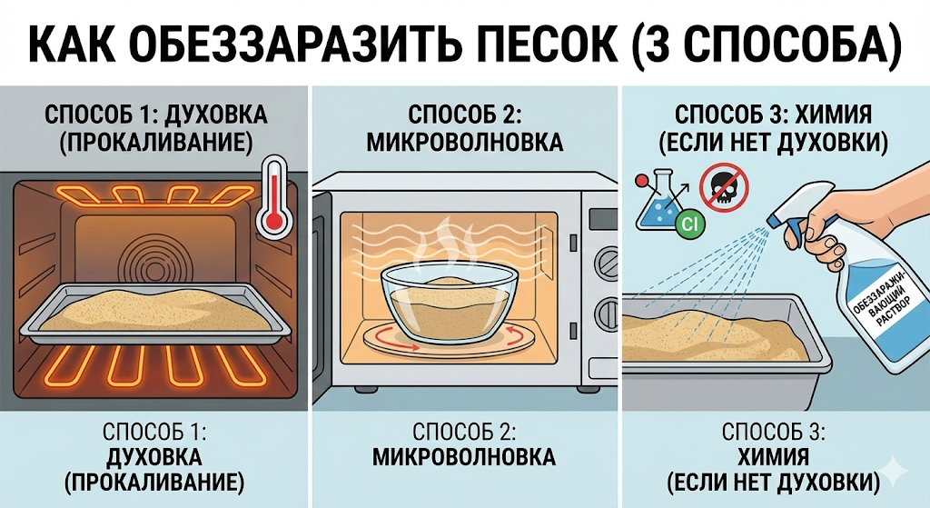 Как обеззаразить песок (3 способа)