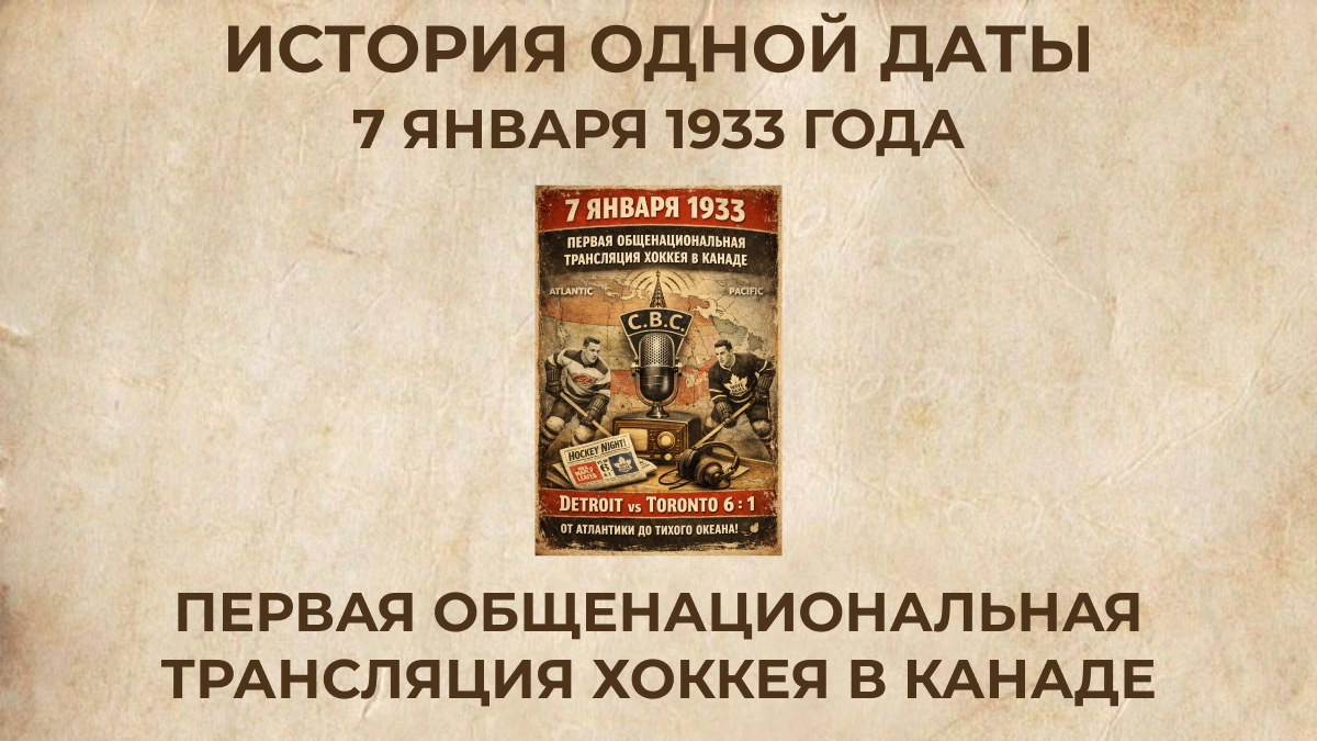 Первая общенациональная трансляция хоккея в Канаде
