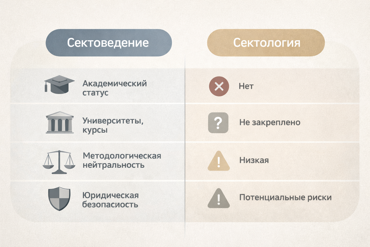 Различие между терминами сектоведение и сектология в научном контексте