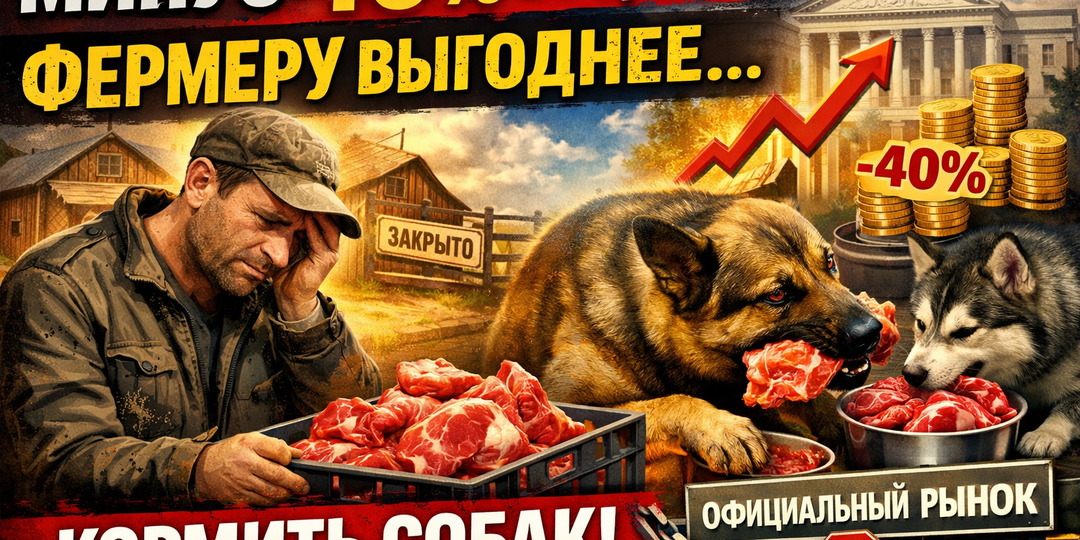 Минус 40% от цены: почему фермеру проще скормить мясо собакам, чем попасть на официальный рынок