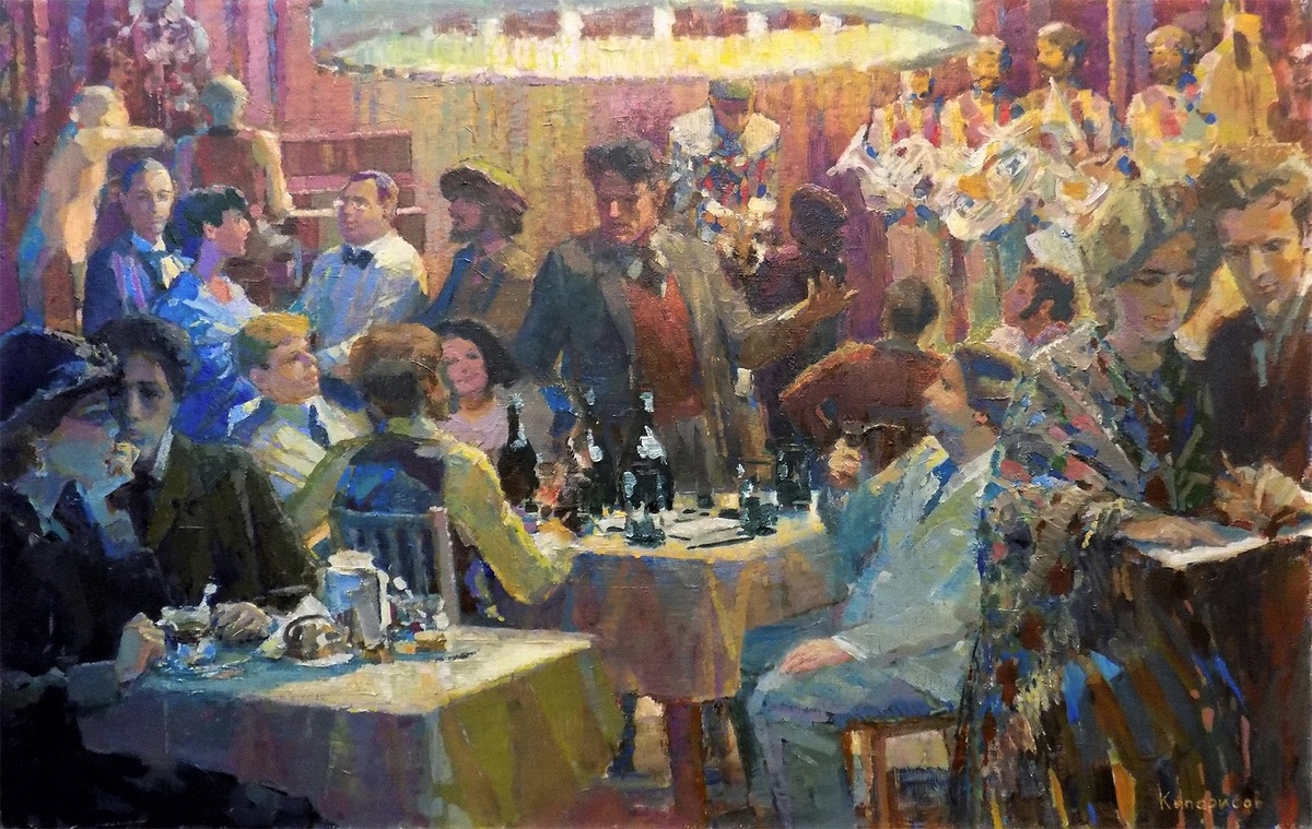 Художник Леонид Кипарисов. Арт-кафе "Бродячая собака"