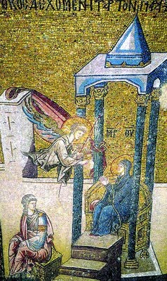 Питание Марии Ангелом.
Мозаика кафоликона монастыря Хора
(Кахрие-джам) в Константинополе. 1316–1321 гг.