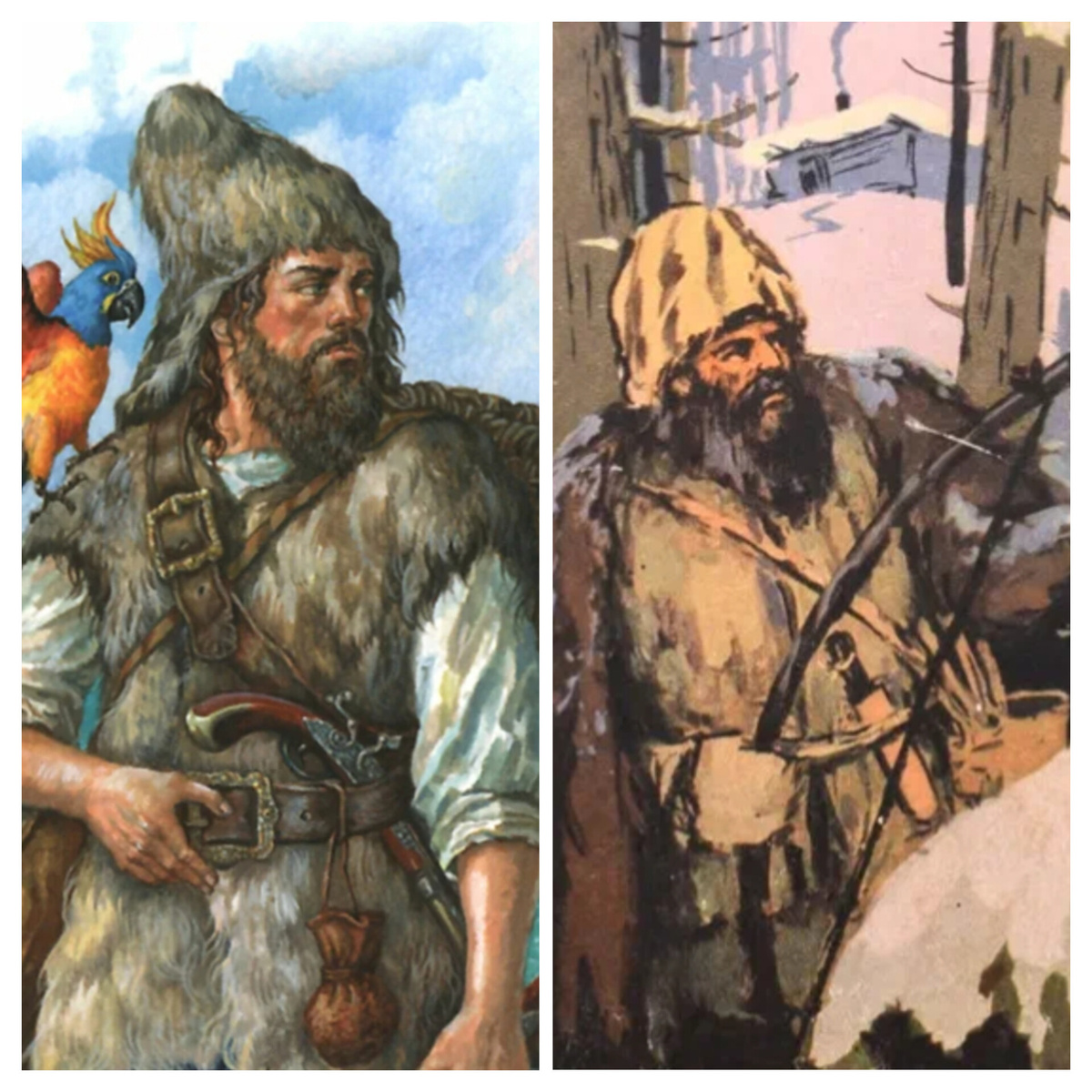 Робинзон Крузо и Росин (герой повести "Дикий Урман"). Похожи, не правда ли?