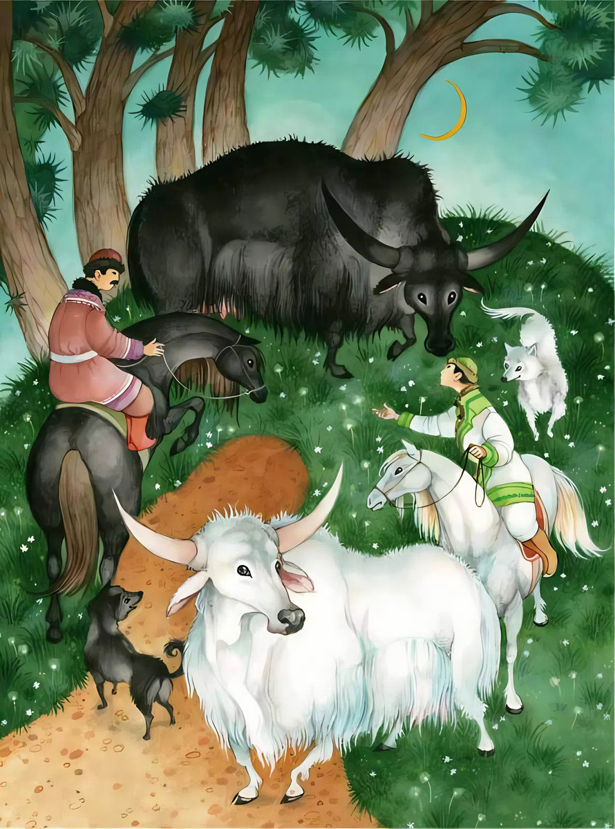 Использованы иллюстрации О. Ионайтис к книге алтайских народных сказок «Рыжий пес»: https://itexts.net/avtor-narodnye-skazki/326049-ryzhiy-pes-altayskie-narodnye-skazki-narodnye-skazki.html