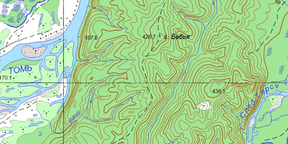 Гора Бабья. Фрагмент карты, 2001г.