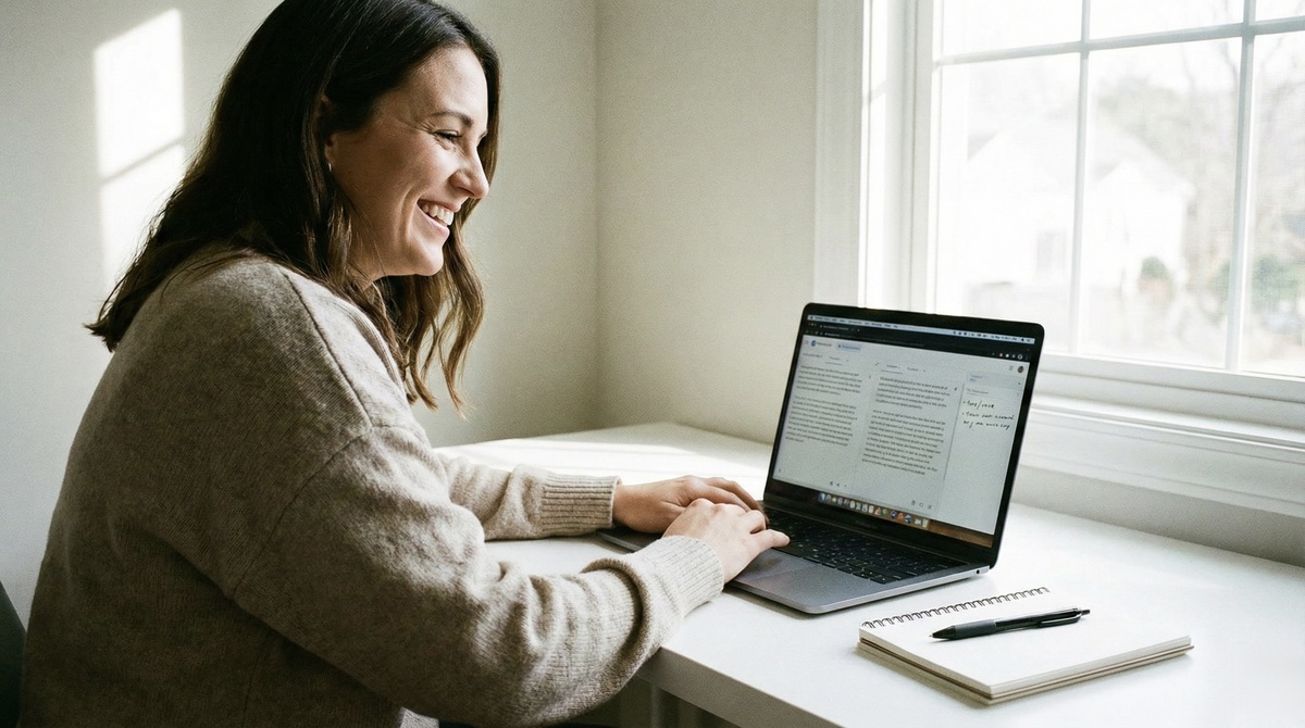 Автор включает автоперевод на ноутбуке