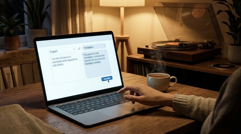 Кухня вечером, чай и ноутбук