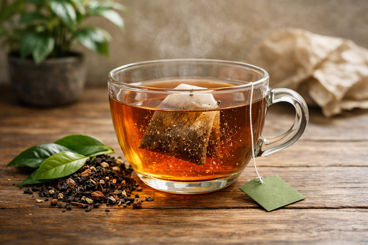 Заваренный чайный пакетик 