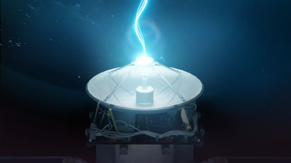 Художественное изображение полилингвального экспериментального терминала, передающего данные в космосе.
Авторские права: NASA/Morgan Johnson

