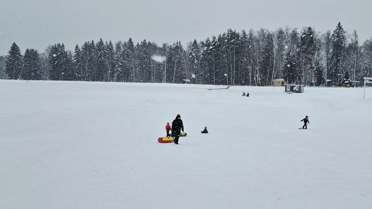 катаются на ватрушках 