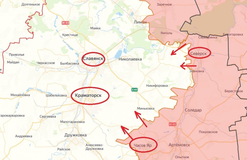    Направления ударов ВС РФ.