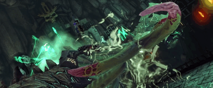 Gif картинка "Всадник снимает маску с чудища"