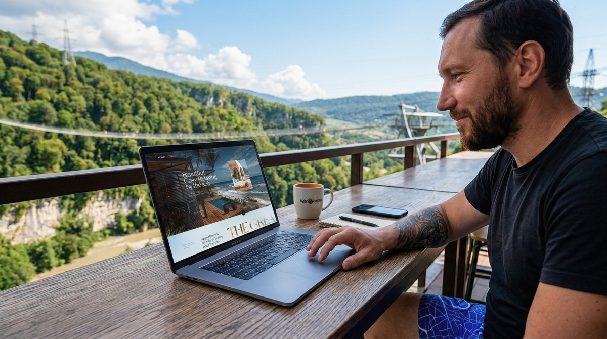 На экране Macbook реальная работа из моего фолио.