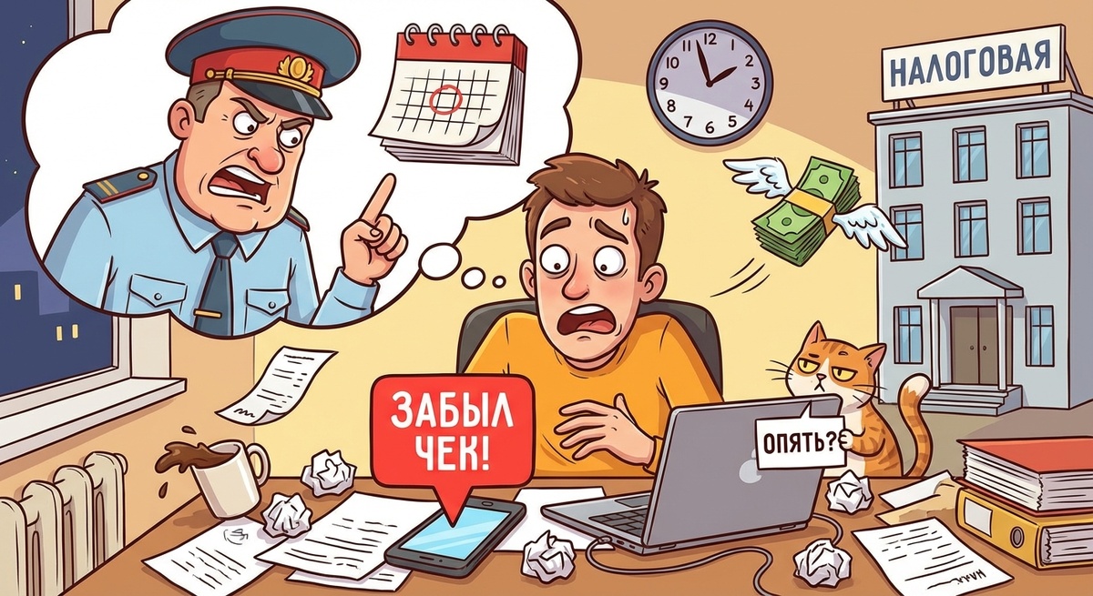 Невыдача чека клиенту - это нарушение. Иллюстрация создана при помощи ИИ.