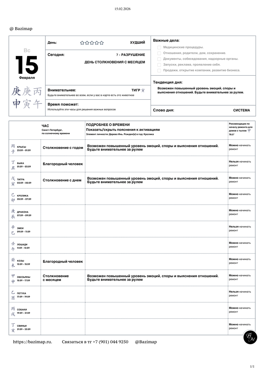 Календарь индивидуальный (лучше не использовать для себя)