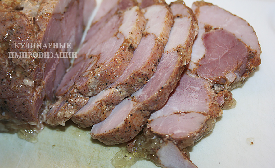 Домашняя варёная ветчина. Пропорции измерены, время выверено, да и со специями всё хорошо