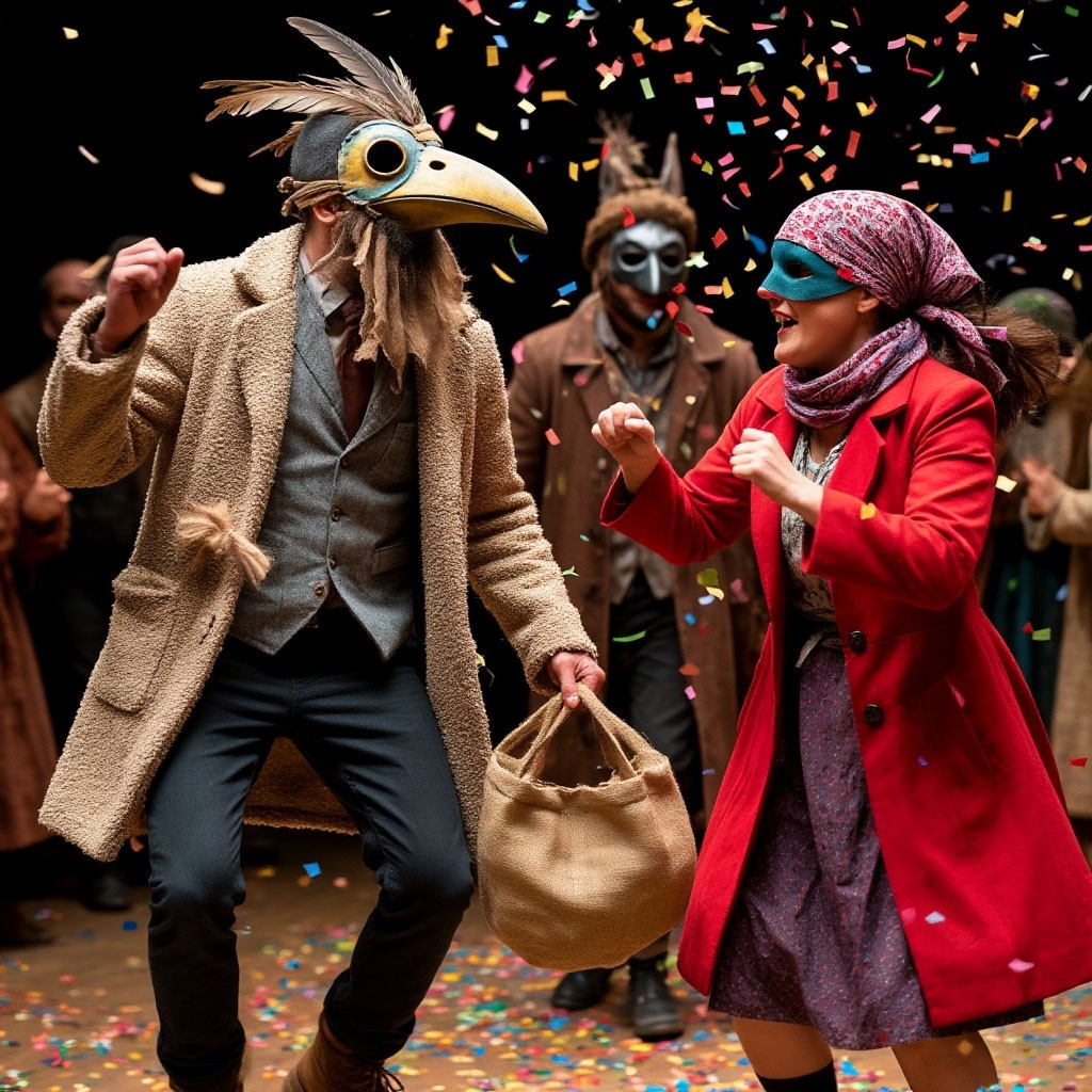 Современные ряженые//иллюстрация нейросети 