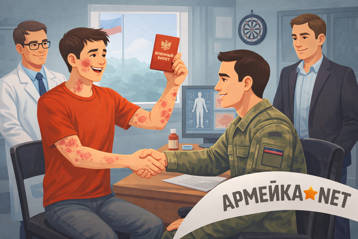 Молодой человек с псориазом получил военный билет