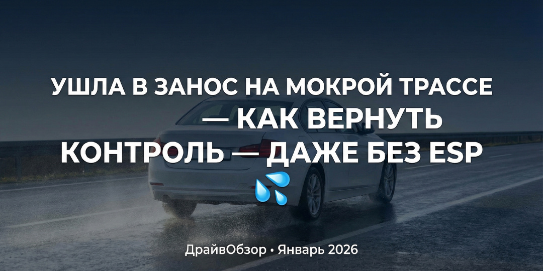 💦 «Машина ушла в занос на мокрой трассе. Вот как вернуть контроль — даже без ESP»
