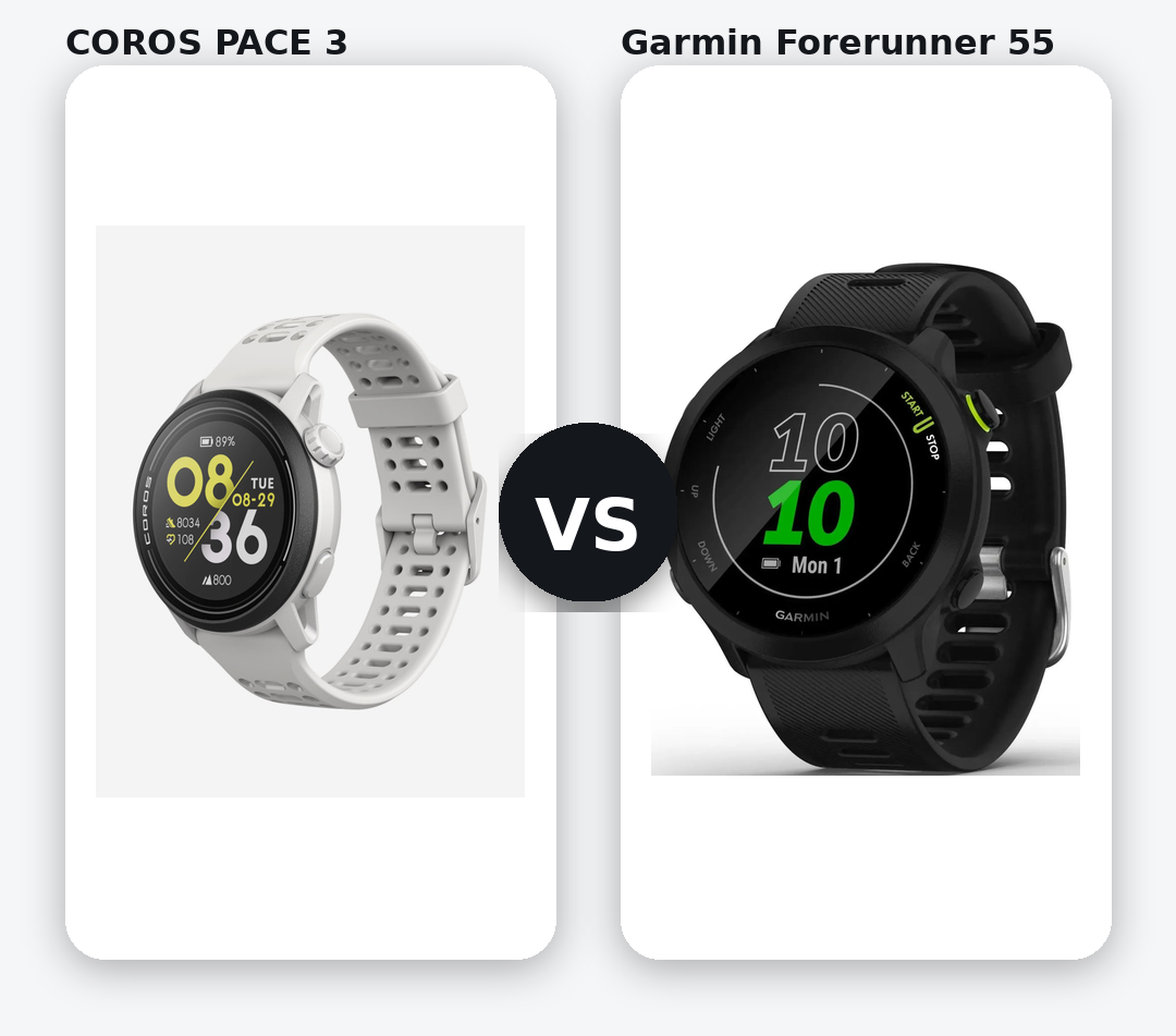 Garmin Forerunner 55 и COROS PACE 3